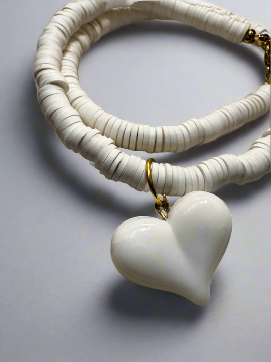 #white love necklace